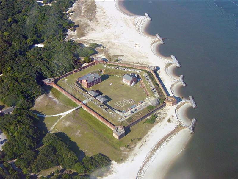 Aerial view of Fort Clinch on Amelia Island, Nassau County